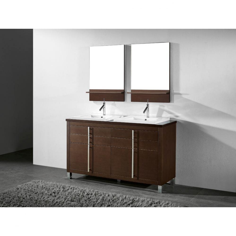 Turin Double Vanity, Walnut, 60''