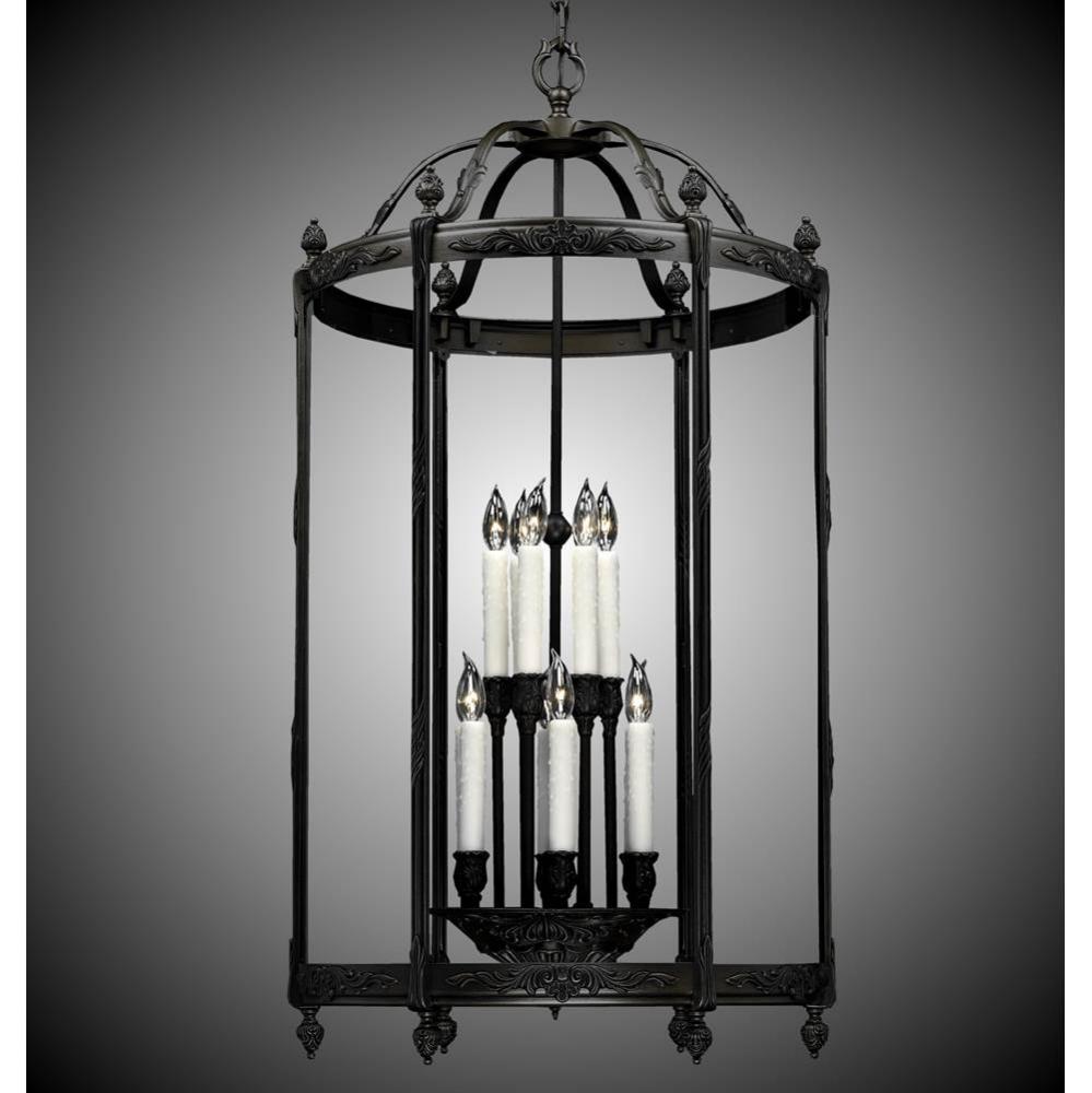 6+6 Light 24 inch Lantern with Clear Curved