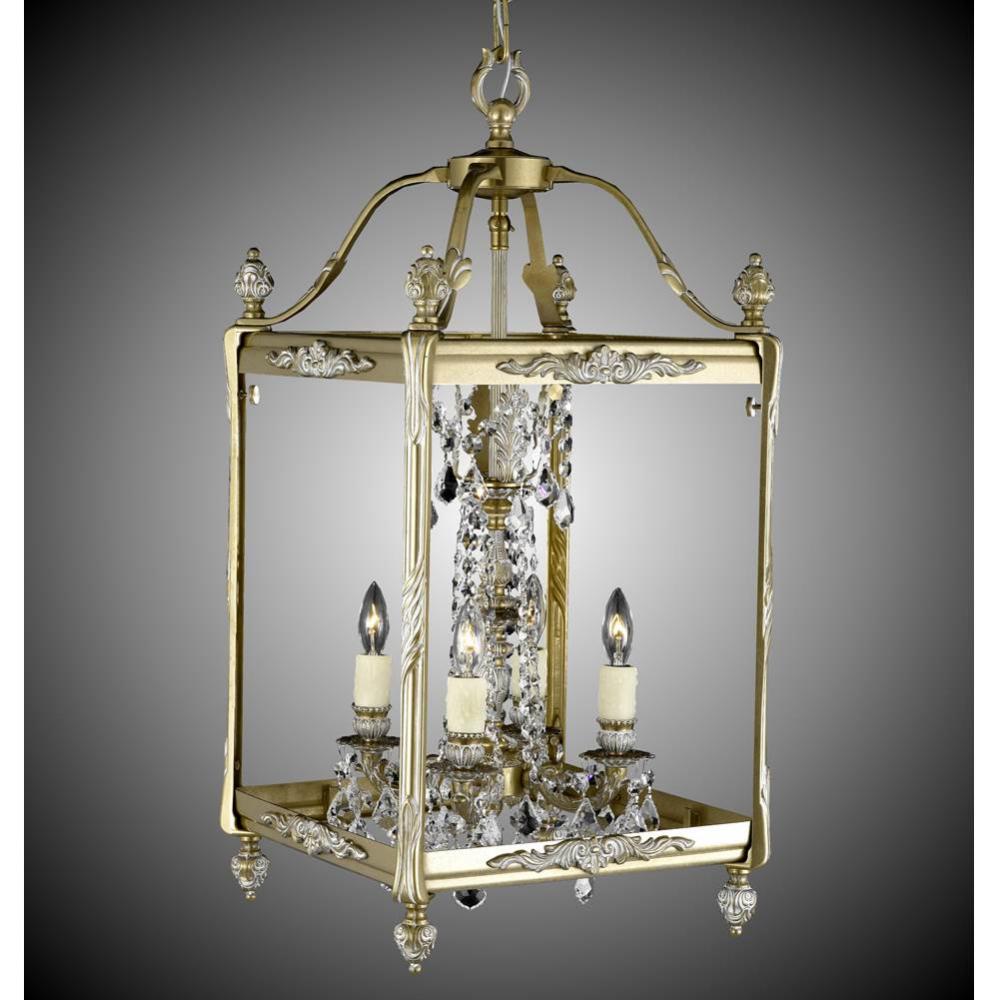 4 Light 13 inch Square Lantern with Crystal and