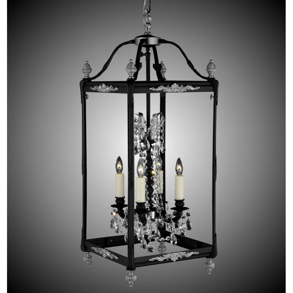 4 Light 13 inch Extended Square Lantern with Crystal and