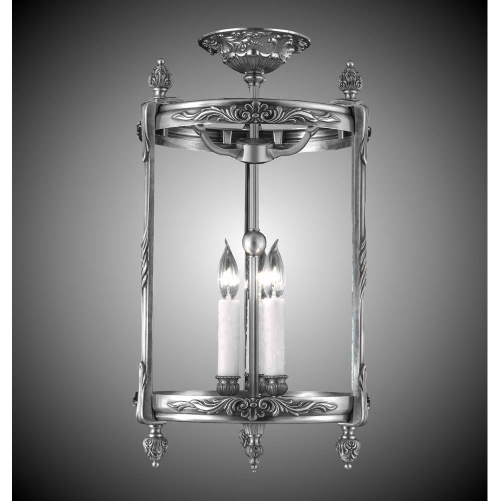 3 Light 13 inch Flush Lantern with Clear Curved