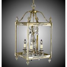 American Brass And Crystal LT2413-OSGT-02G-PI - 4 Light 13 inch Square Lantern with Crystal and