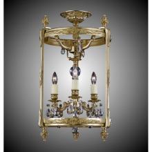 American Brass And Crystal LTFM2213-AS-01G-PI - 3 Light 13 inch Semi-Flush Lantern with Clear Curved glass and