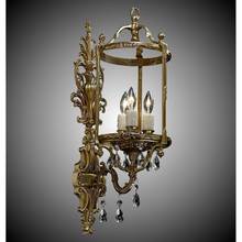 American Brass And Crystal WS2284-ATK-02G-PI - 3 Light 8 inch Lantern Wall Sconce with Clear Curved glass and
