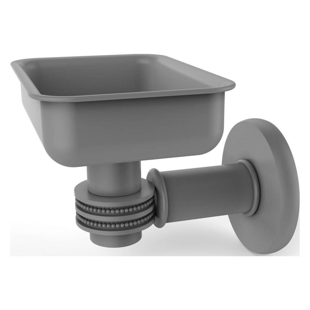 Continental Collection Wall Mounted Soap Dish Holder with Dotted Accents - Matte Gray