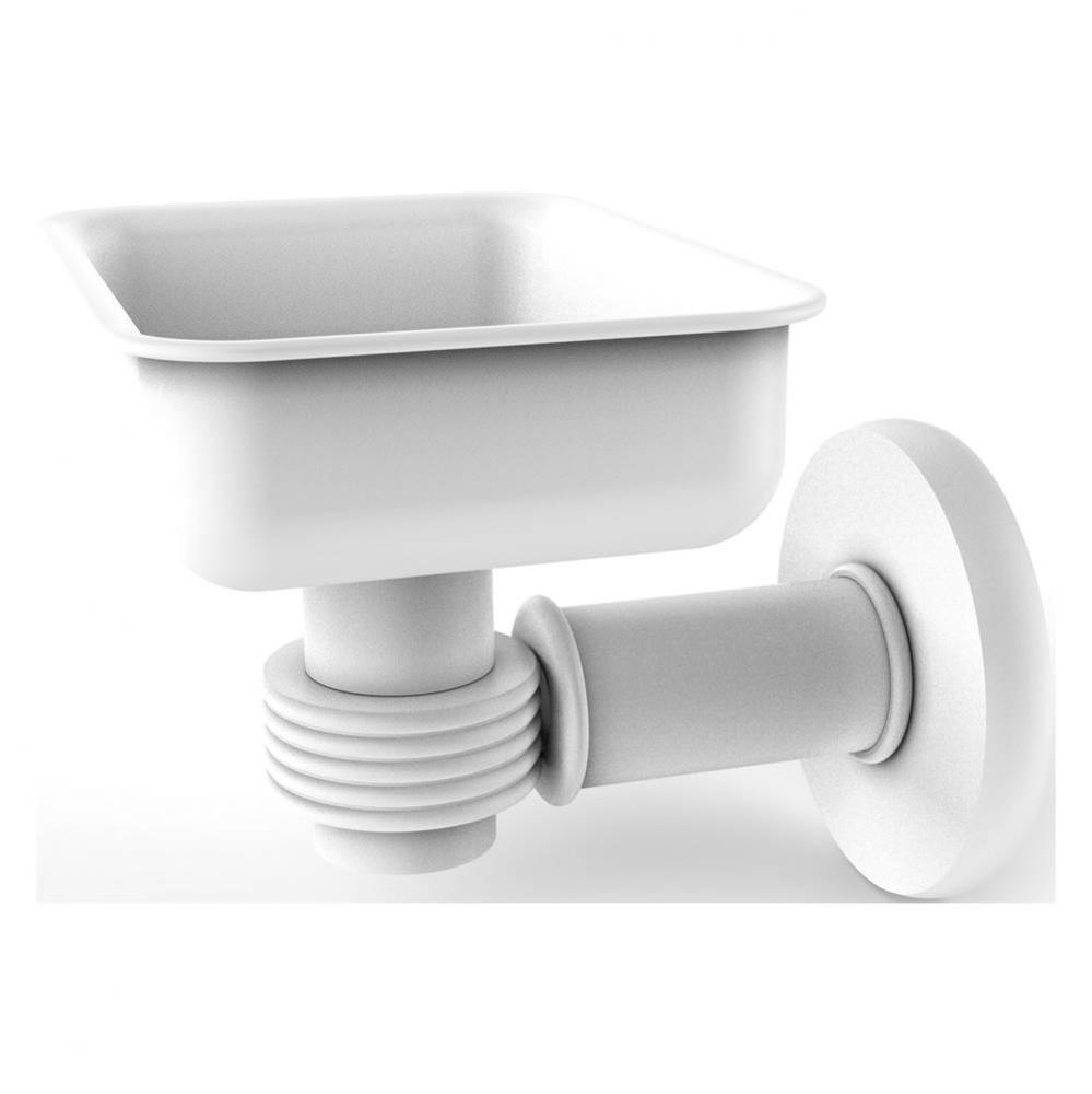 Continental Collection Wall Mounted Soap Dish Holder with Grooved Accents - Matte White