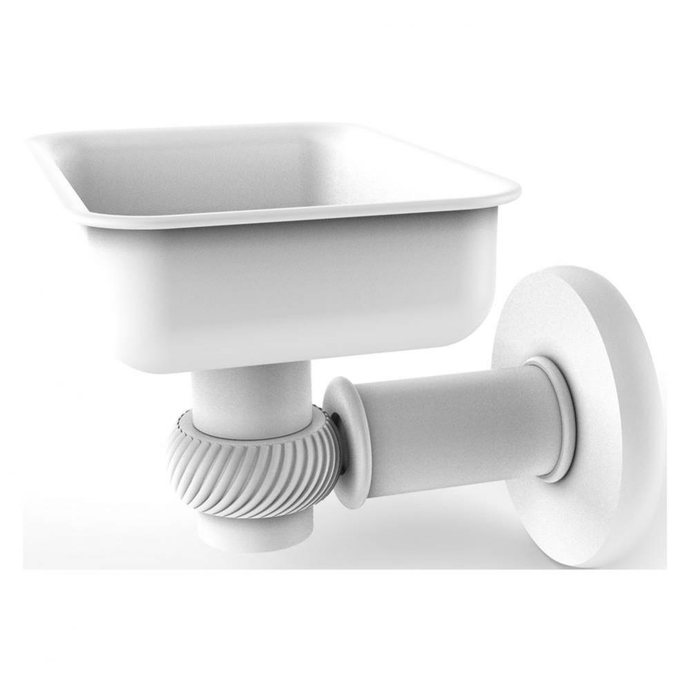 Continental Collection Wall Mounted Soap Dish Holder with Twist Accents - Matte White