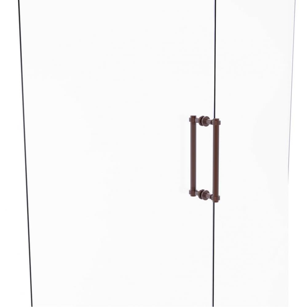 Contemporary 12 Inch Back to Back Shower Door Pull with Grooved Accent