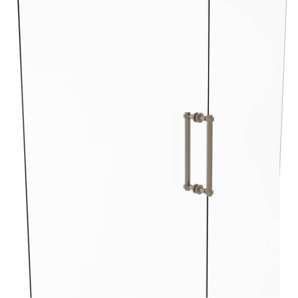 Contemporary 12 Inch Back to Back Shower Door Pull with Grooved Accent