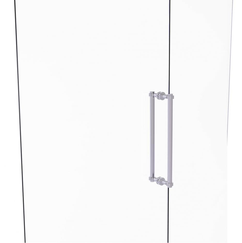 Contemporary 18 Inch Back to Back Shower Door Pull with Grooved Accent