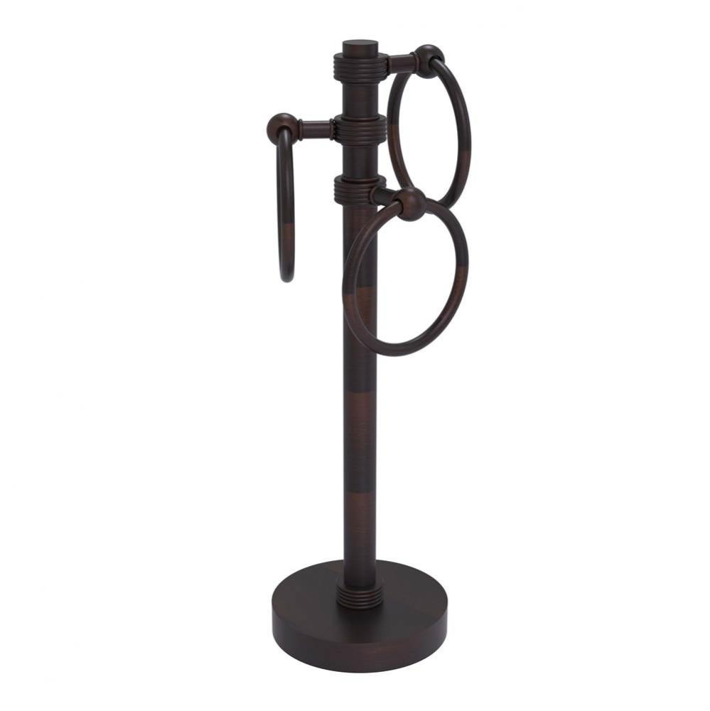 Vanity Top 3 Towel Ring Guest Towel Holder with Groovy Accents