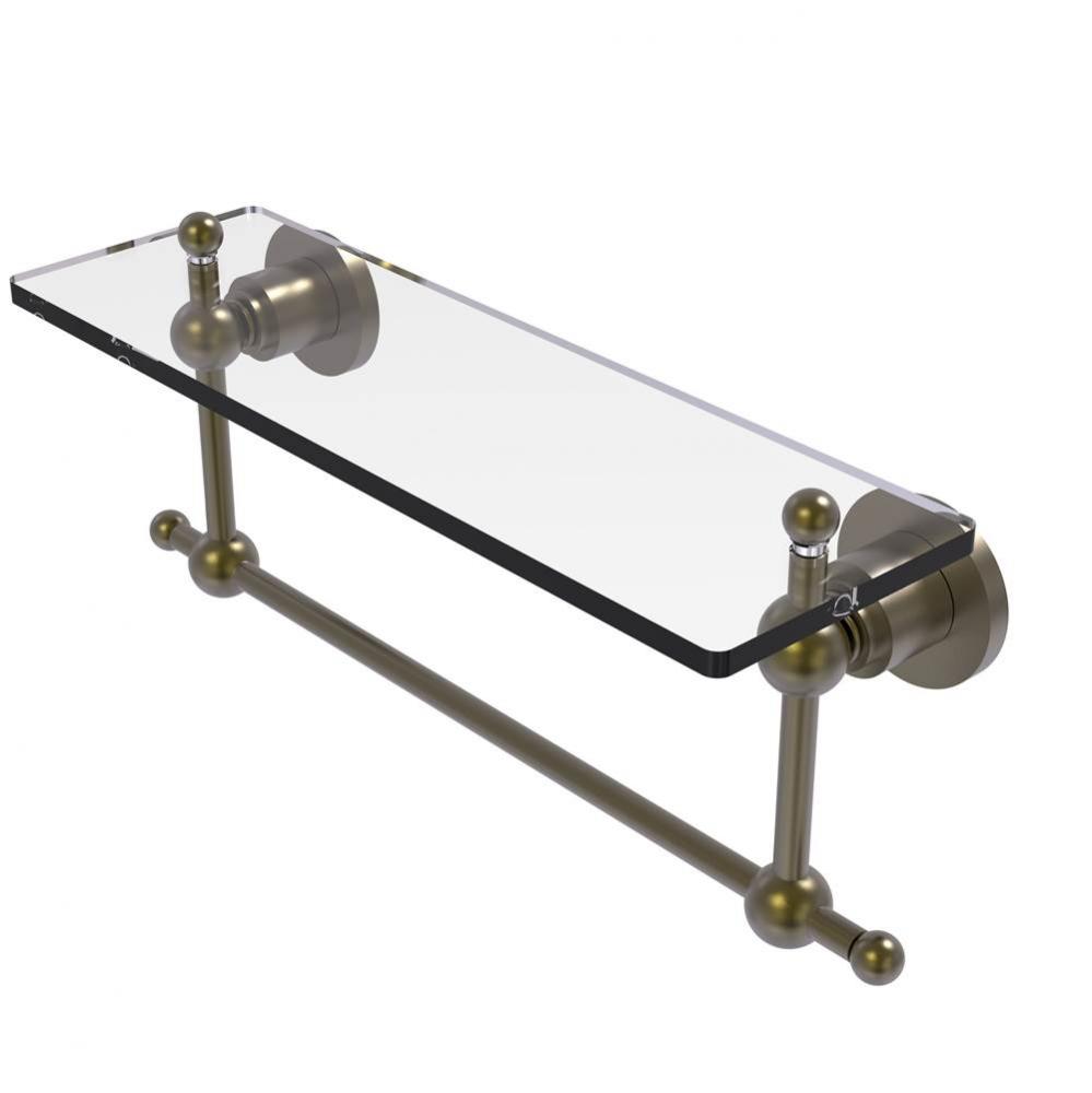 Astor Place 16 Inch Glass Vanity Shelf with Integrated Towel Bar
