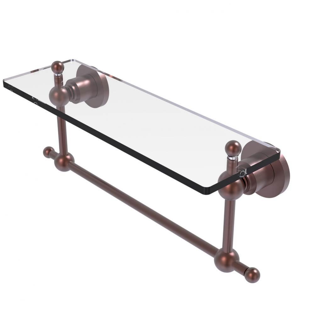 Astor Place 16 Inch Glass Vanity Shelf with Integrated Towel Bar