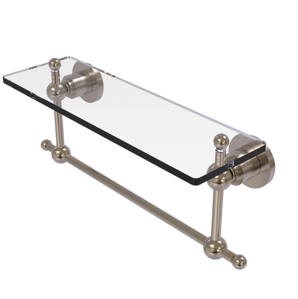 Astor Place 16 Inch Glass Vanity Shelf with Integrated Towel Bar