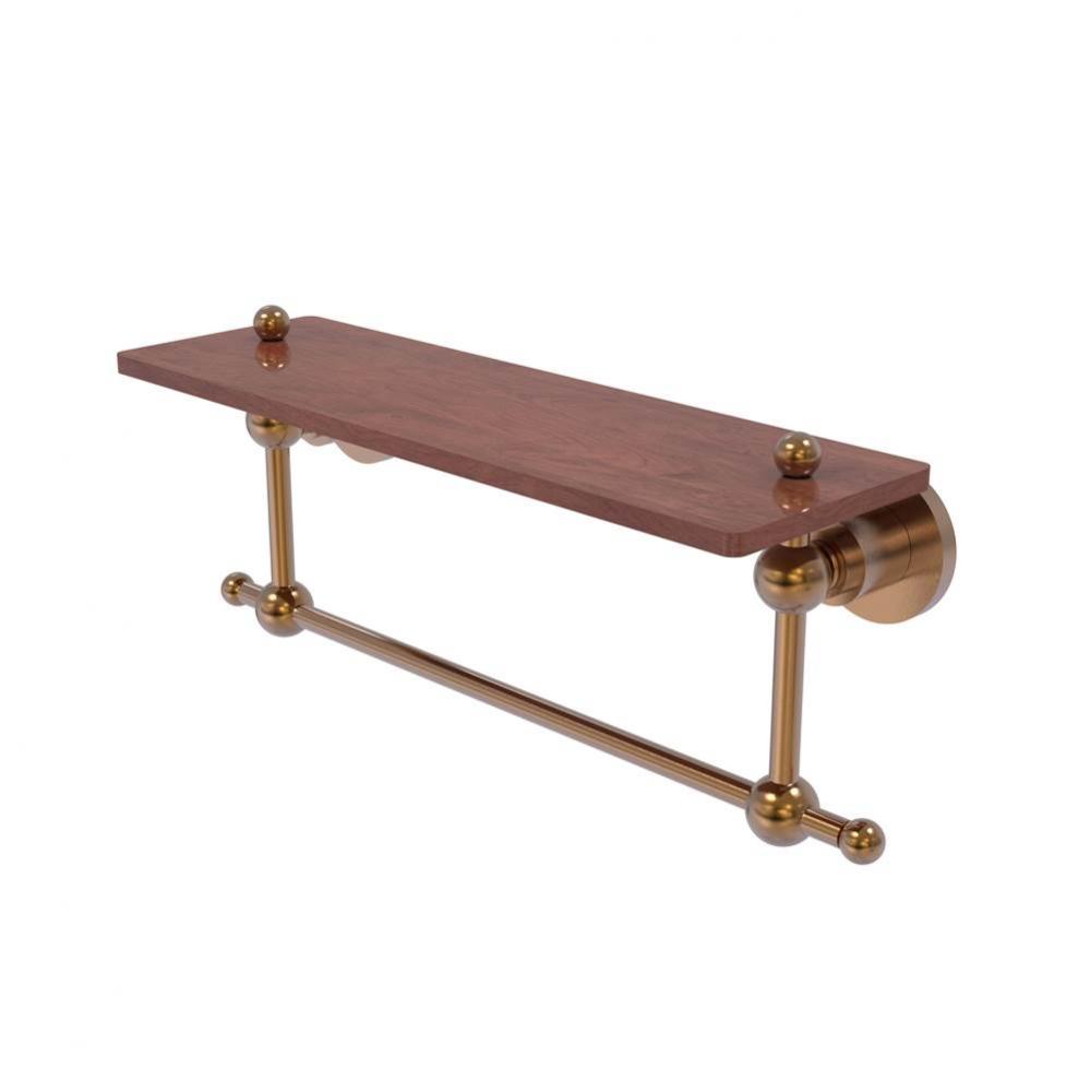 Astor Place Collection 16 Inch Solid IPE Ironwood Shelf with Integrated Towel Bar