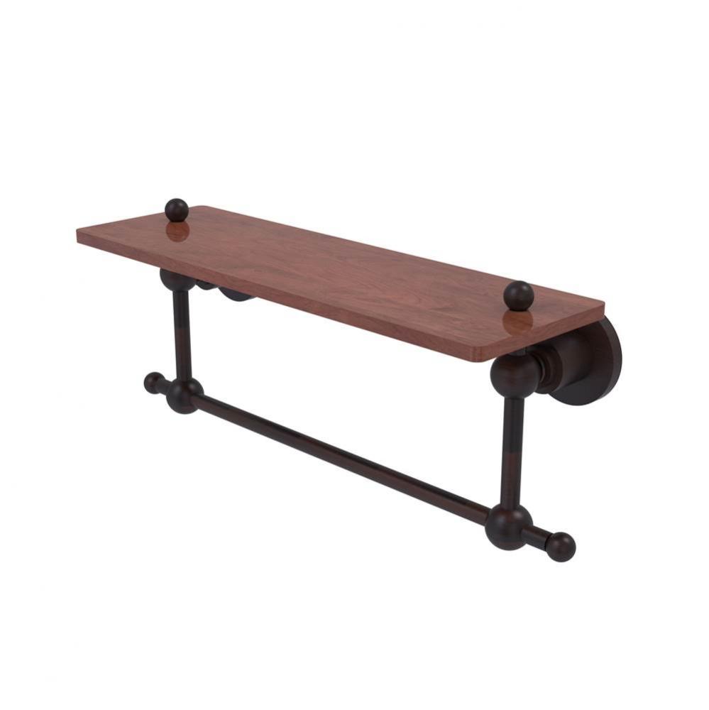 Astor Place Collection 16 Inch Solid IPE Ironwood Shelf with Integrated Towel Bar