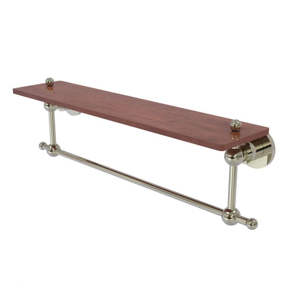 Astor Place Collection 22 Inch Solid IPE Ironwood Shelf with Integrated Towel Bar