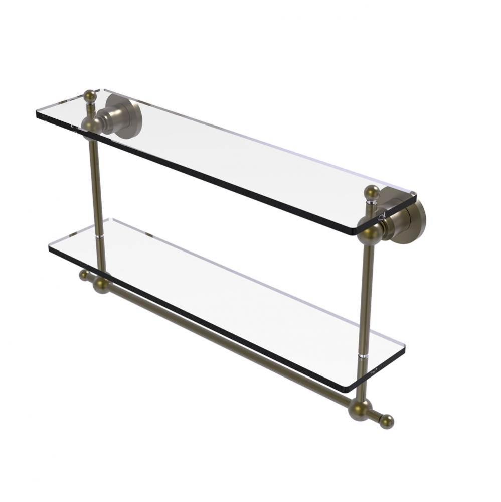 Astor Place Collection 22 Inch Two Tiered Glass Shelf with Integrated Towel Bar