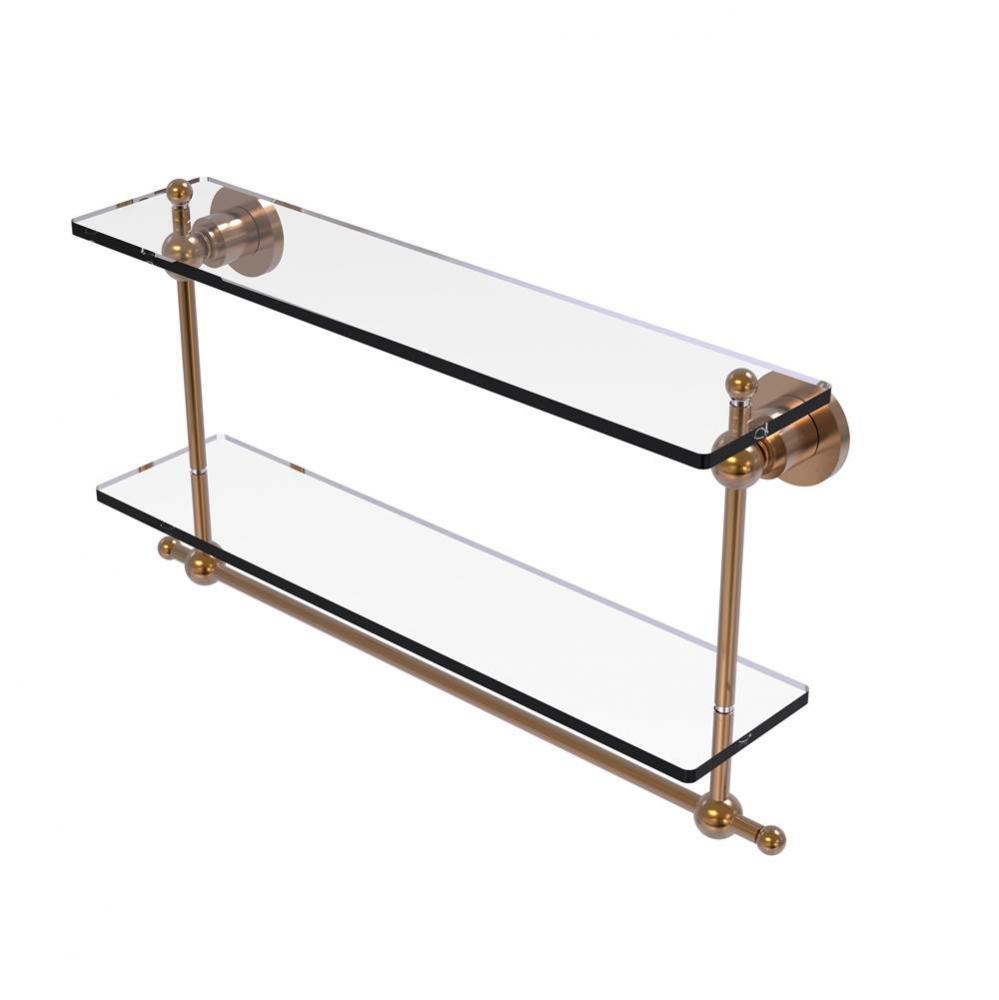 Astor Place Collection 22 Inch Two Tiered Glass Shelf with Integrated Towel Bar