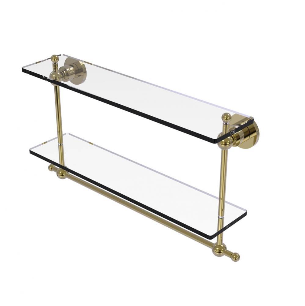 Astor Place Collection 22 Inch Two Tiered Glass Shelf with Integrated Towel Bar