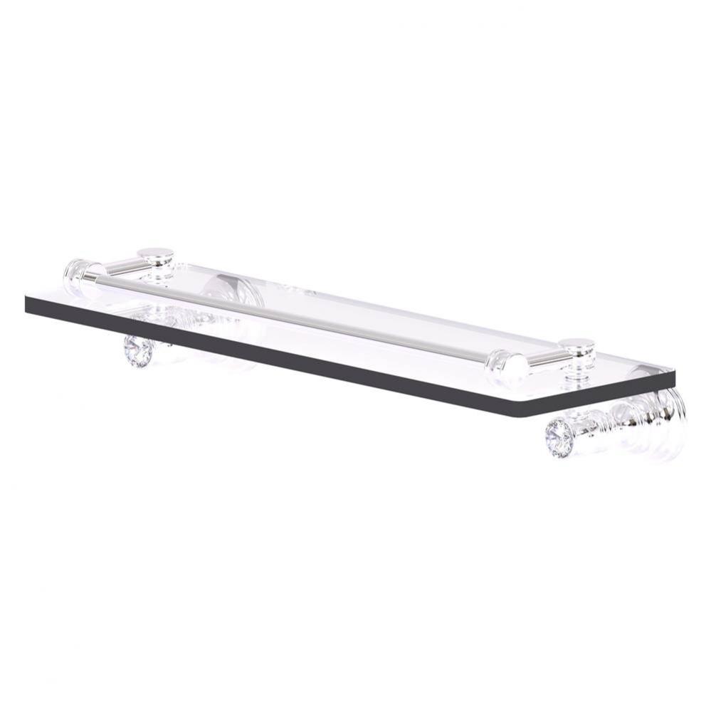 Carolina Crystal Collection 16 Inch Glass Shelf with Gallery Rail - Polished Chrome
