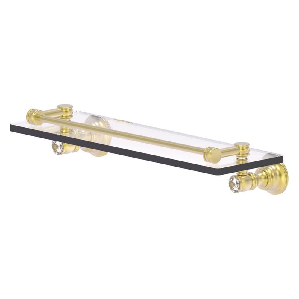 Carolina Crystal Collection 16 Inch Glass Shelf with Gallery Rail - Satin Brass