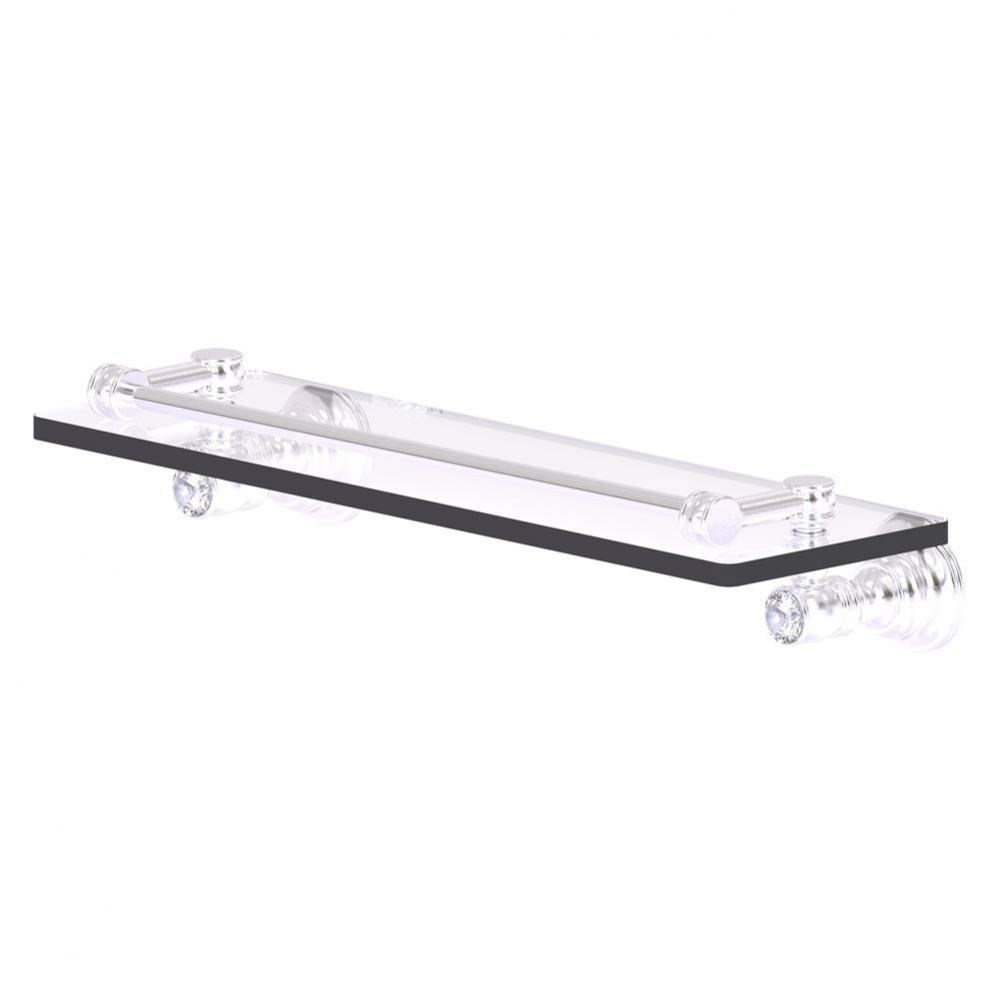 Carolina Crystal Collection 16 Inch Glass Shelf with Gallery Rail - Satin Chrome