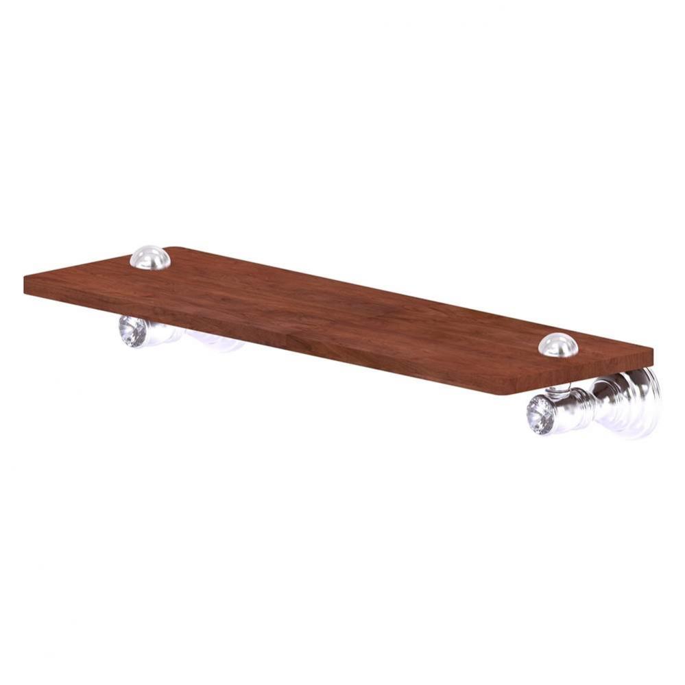 Carolina Crystal Collection 16 Inch Wood Shelf - Satin Chrome