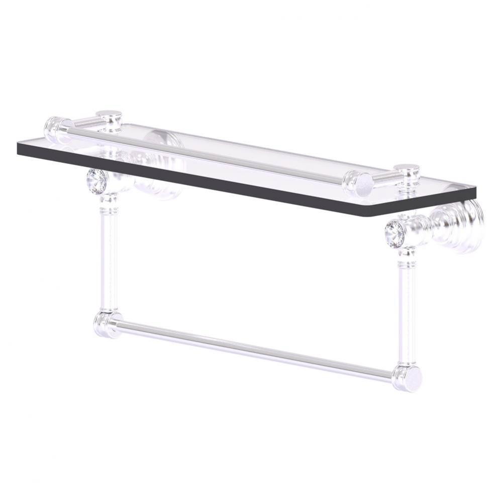 Carolina Crystal Collection 16 Inch Gallery Glass Shelf with Towel Bar - Satin Chrome