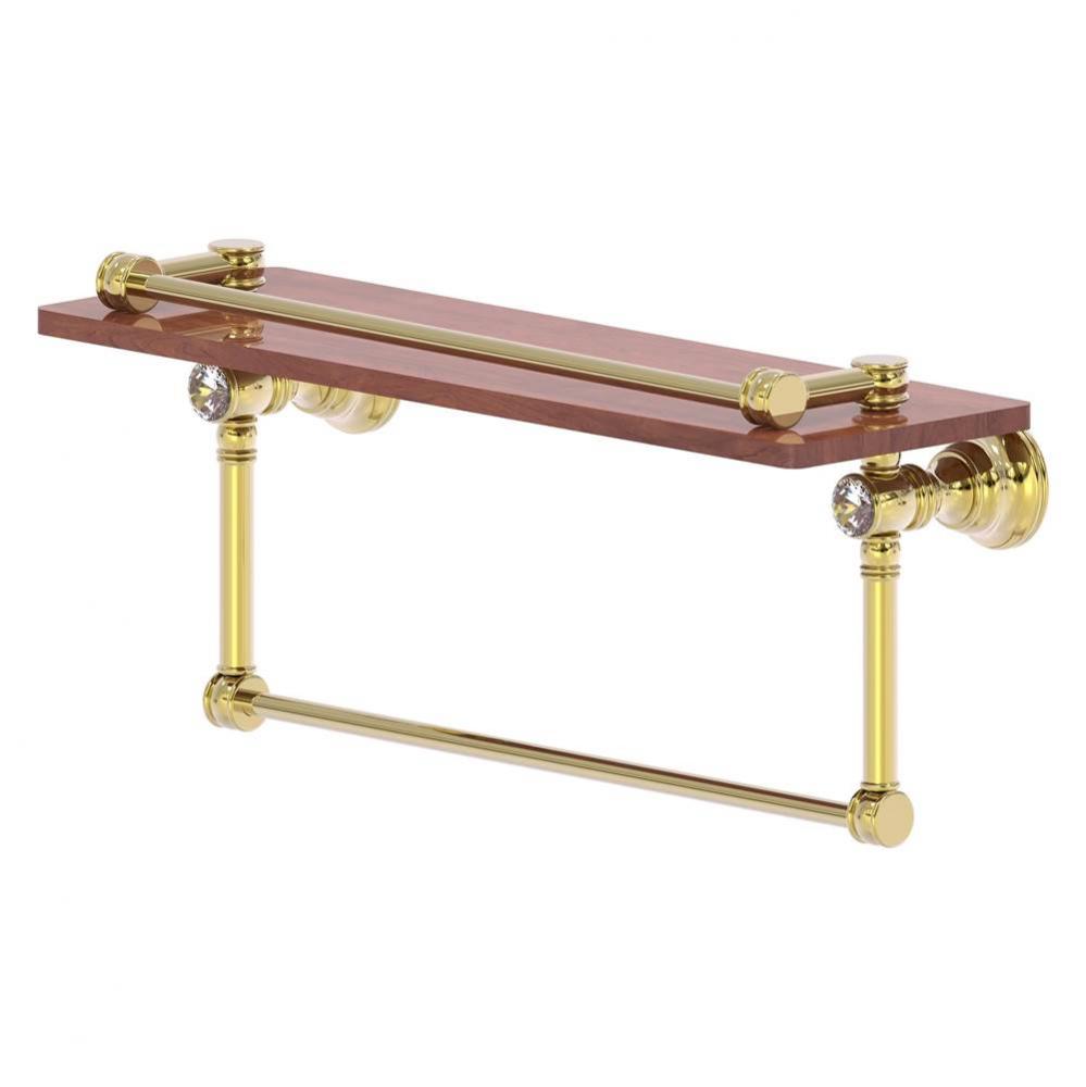 Carolina Crystal Collection 16 Inch Gallery Wood Shelf with Towel Bar - Unlacquered Brass