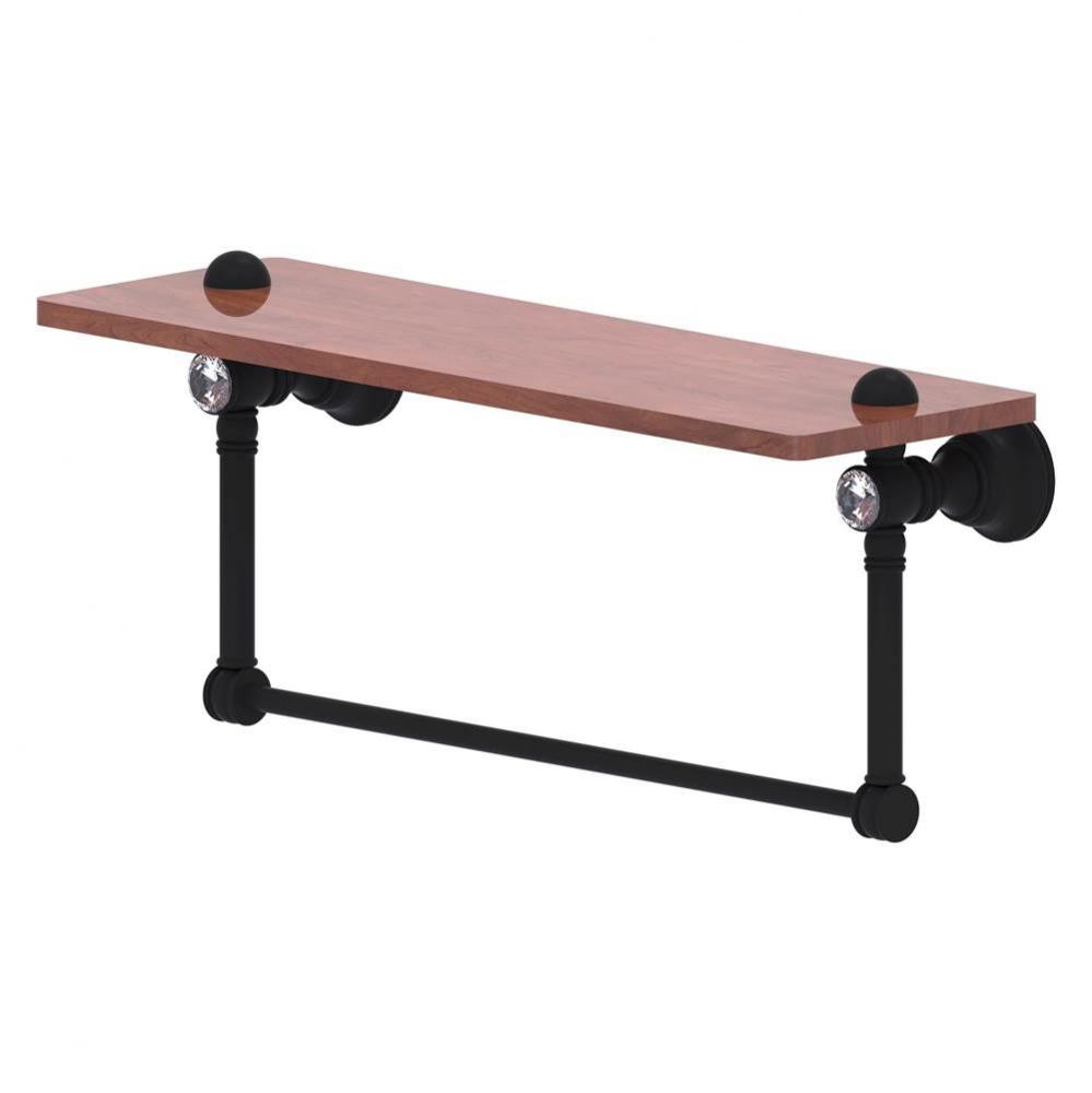 Carolina Crystal Collection 16 Inch Wood shelf with Integrated Towel Bar - Matte Black