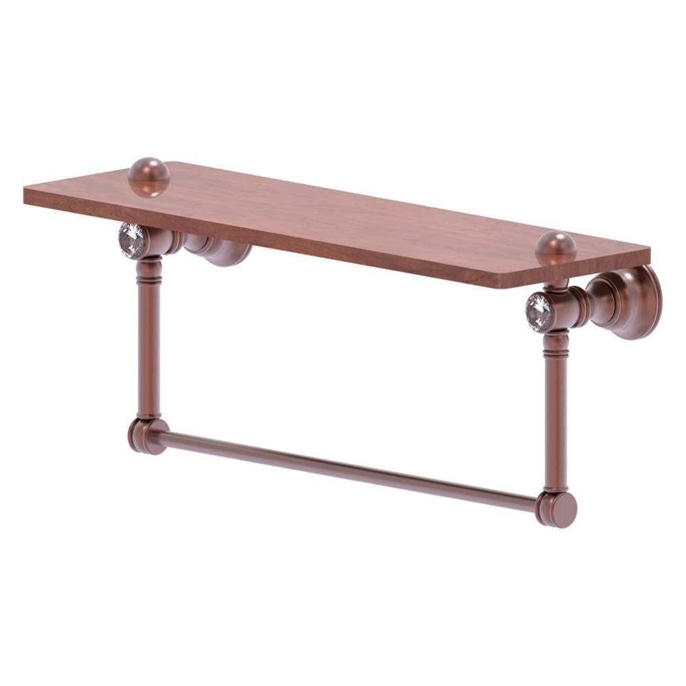 Carolina Crystal Collection 16 Inch Wood shelf with Integrated Towel Bar - Antique Copper