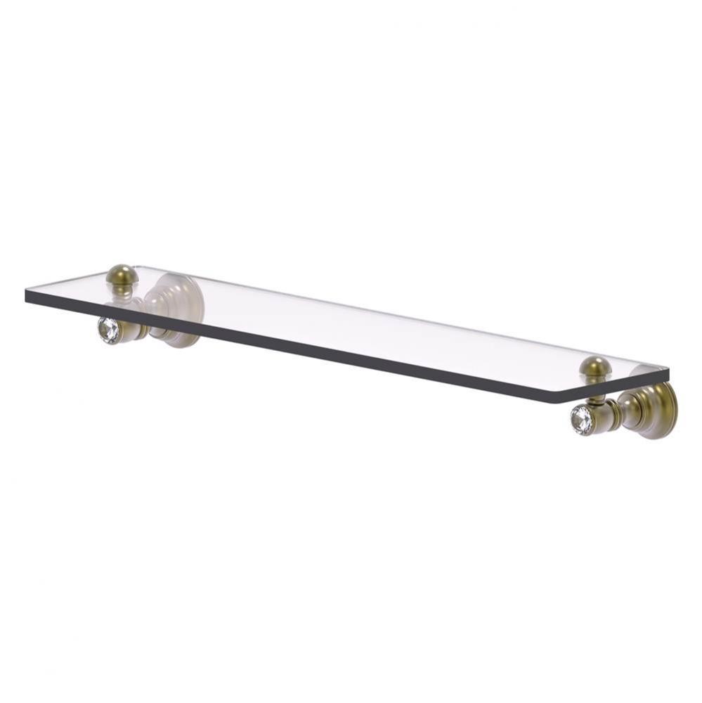 Carolina Crystal Collection 22 Inch Glass Shelf - Antique Brass