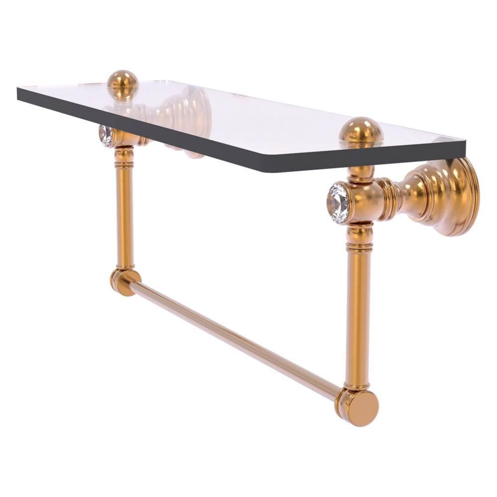 Carolina Crystal Collection 22 Inch Glass Shelf with Integrated Towel Bar - Brushed Bronze