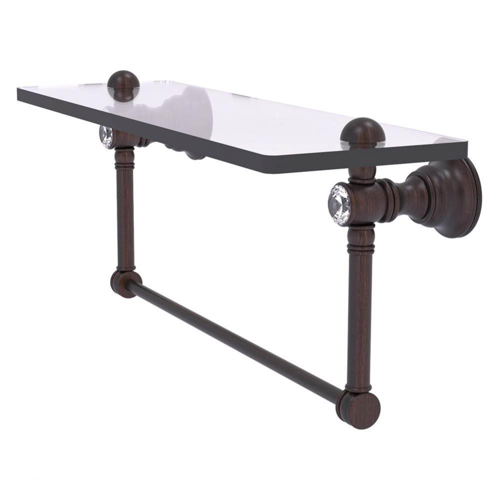 Carolina Crystal Collection 22 Inch Glass Shelf with Integrated Towel Bar - Venetian Bronze