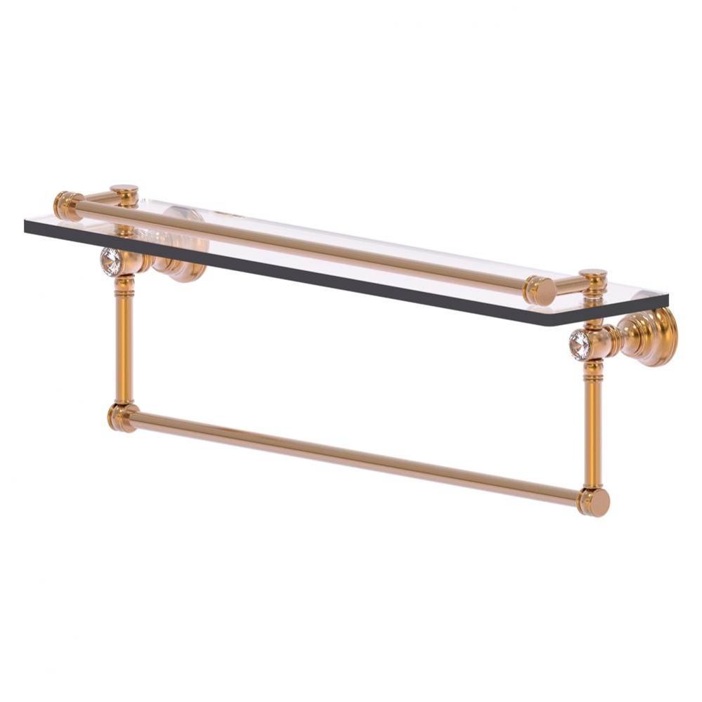 Carolina Crystal Collection 22 Inch Gallery Glass Shelf with Towel Bar - Brushed Bronze