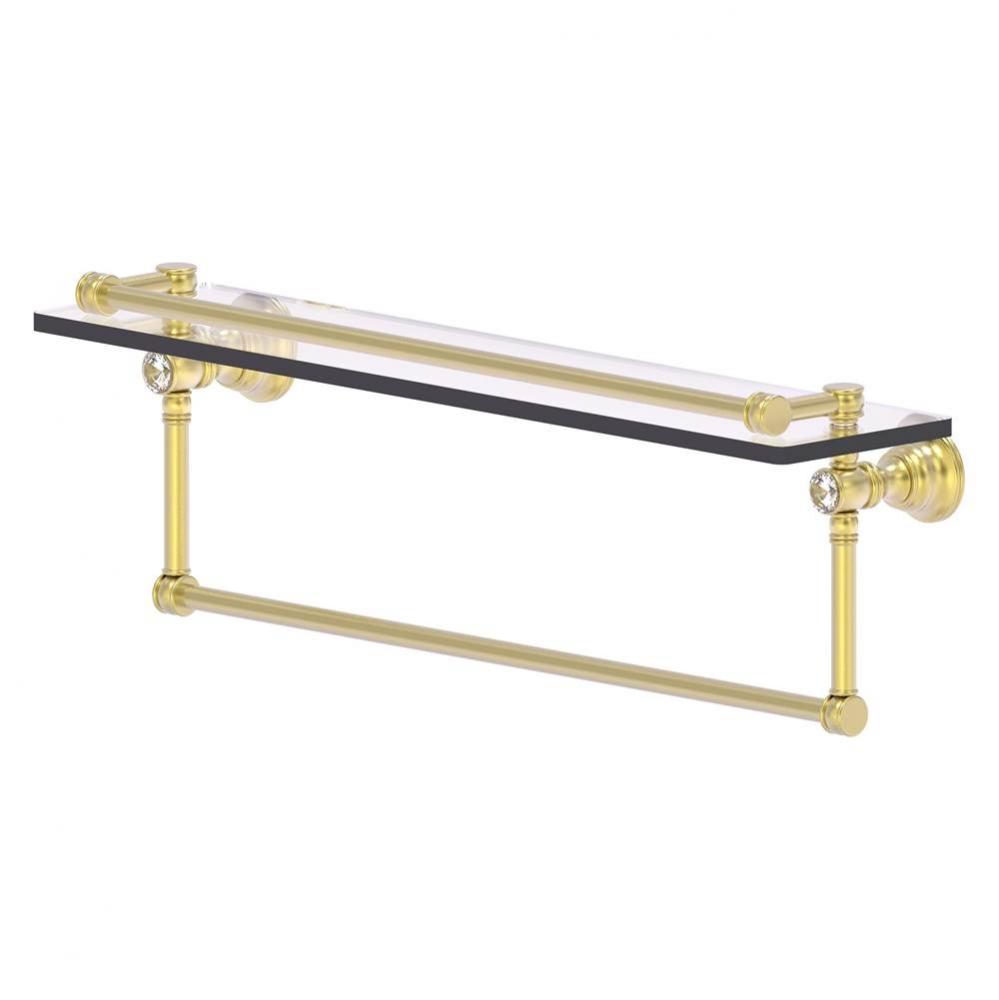Carolina Crystal Collection 22 Inch Gallery Glass Shelf with Towel Bar - Satin Brass