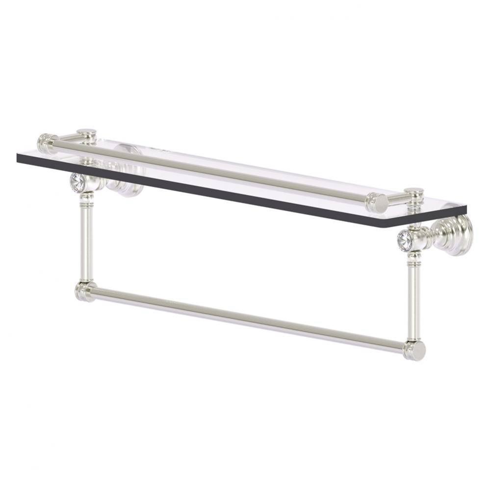 Carolina Crystal Collection 22 Inch Gallery Glass Shelf with Towel Bar - Satin Nickel