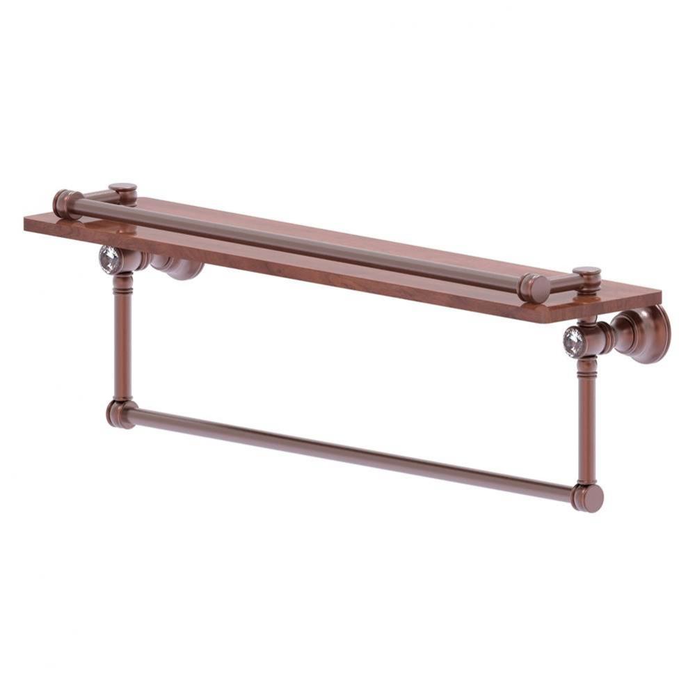 Carolina Crystal Collection 22 Inch Gallery Wood Shelf with Towel Bar - Antique Copper