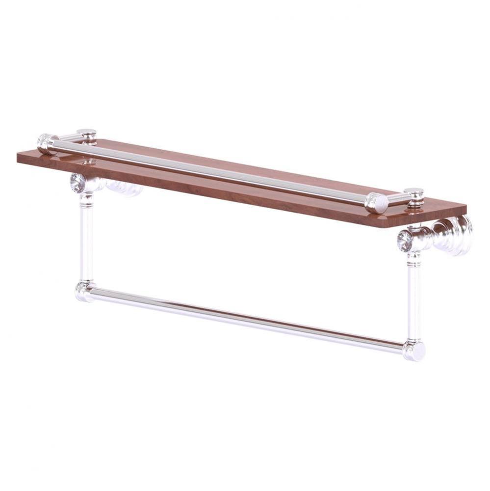 Carolina Crystal Collection 22 Inch Gallery Wood Shelf with Towel Bar - Satin Chrome