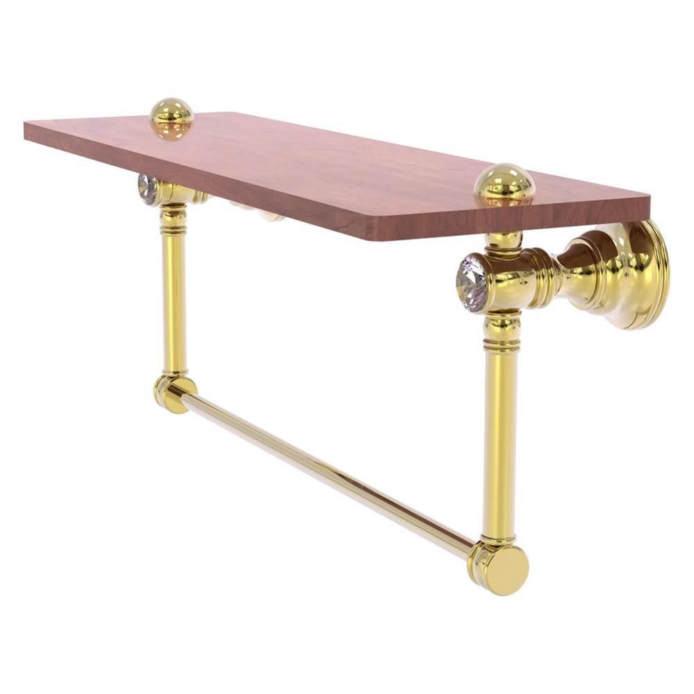 Carolina Crystal Collection 22 Inch Wood shelf with Integrated Towel Bar - Unlacquered Brass