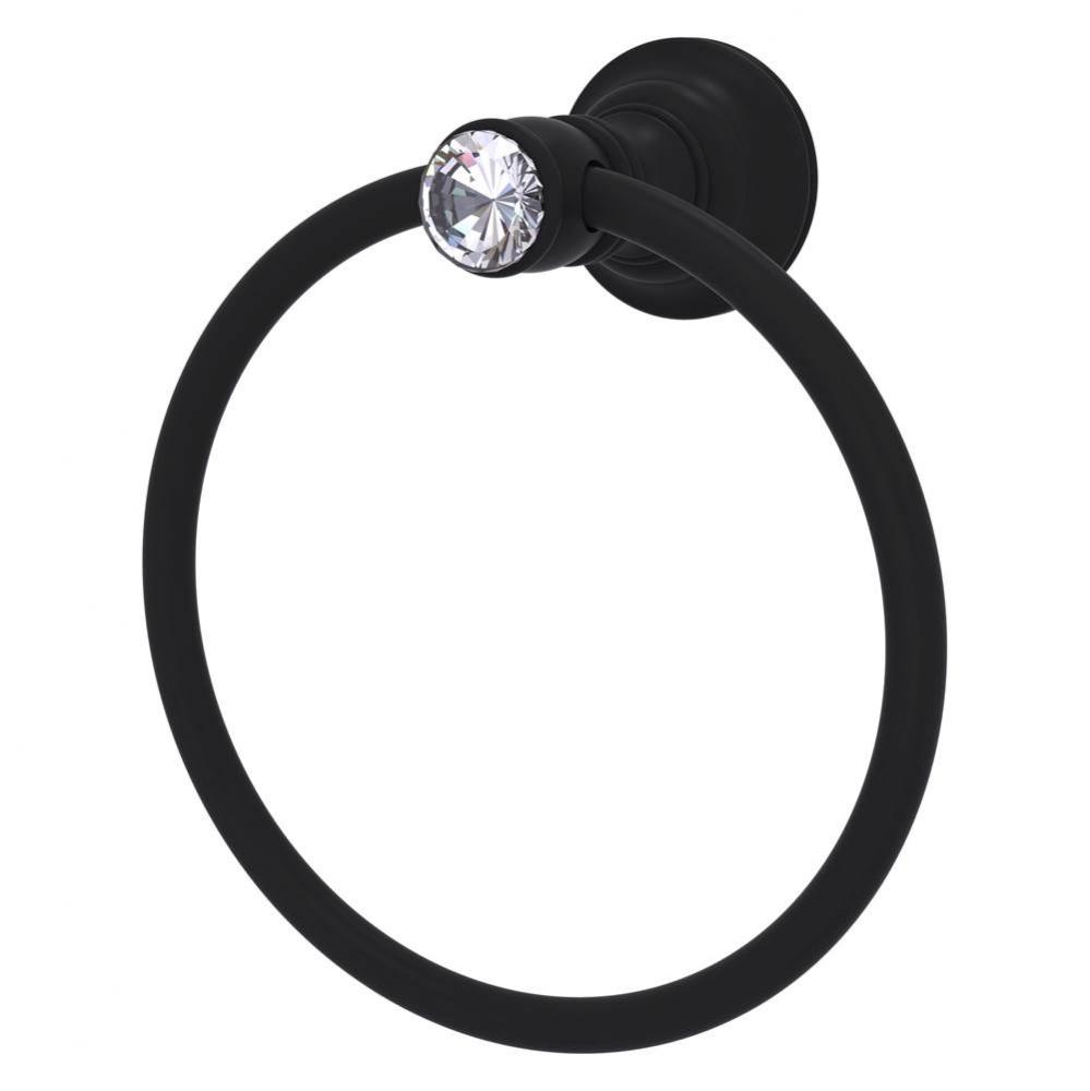 Carolina Crystal Collection Towel Ring - Matte Black