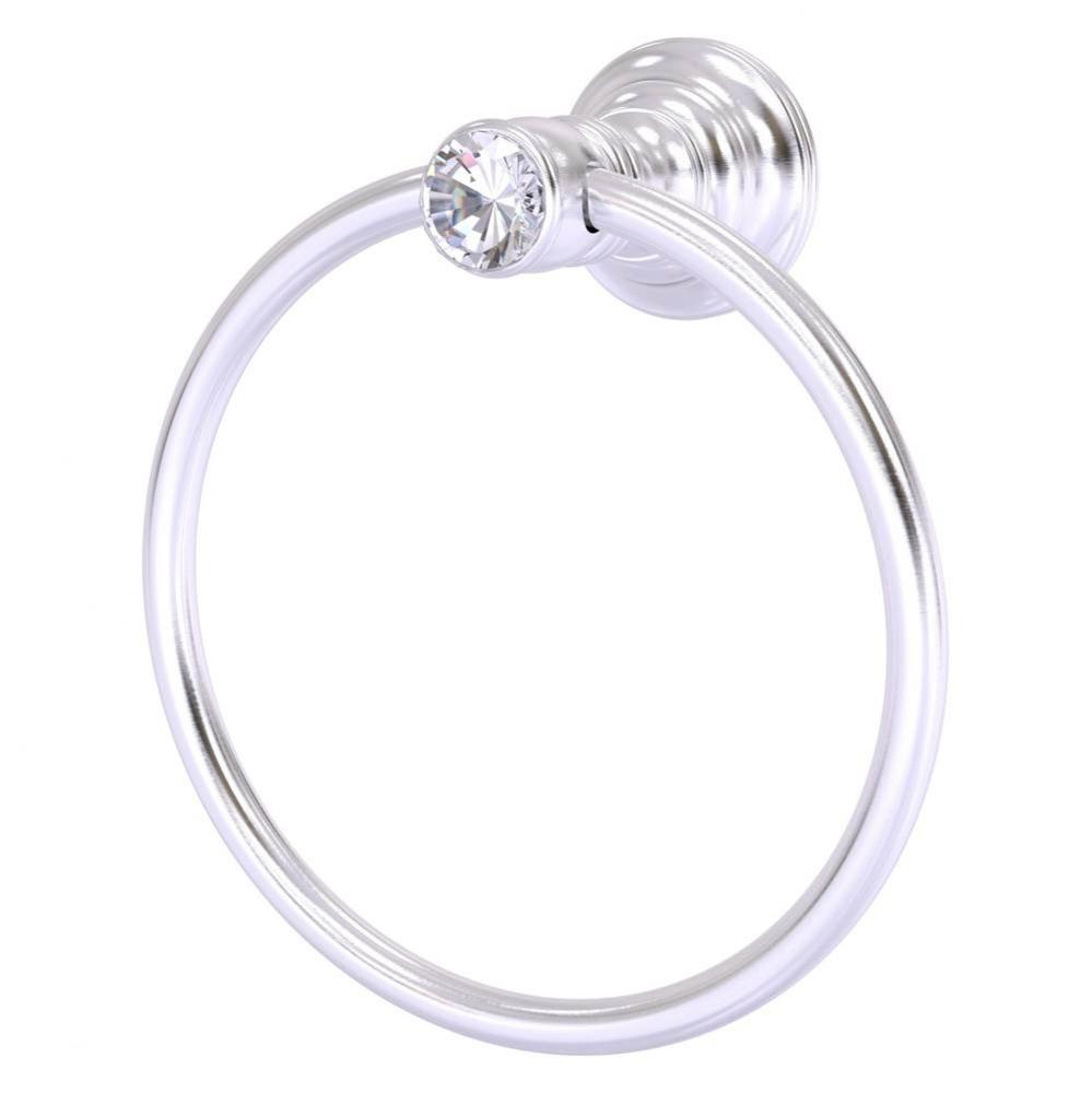 Carolina Crystal Collection Towel Ring - Satin Chrome