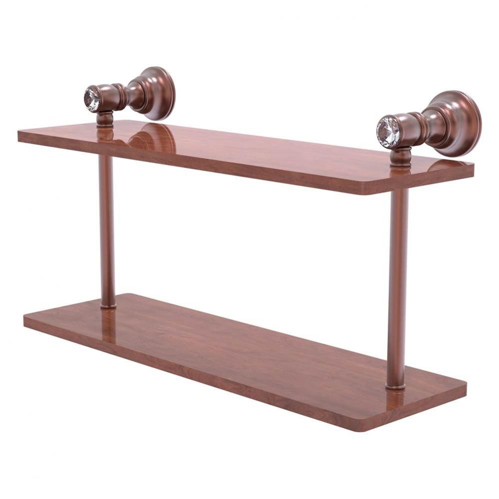 Carolina Crystal Collection 16 Inch Two Tiered Wood Shelf - Antique Copper