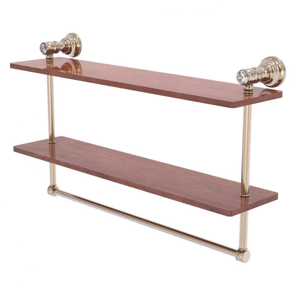 Carolina Crystal Collection 22 Inch Double Wood Vanity Shelf with Integrated Towel Bar - Antique P