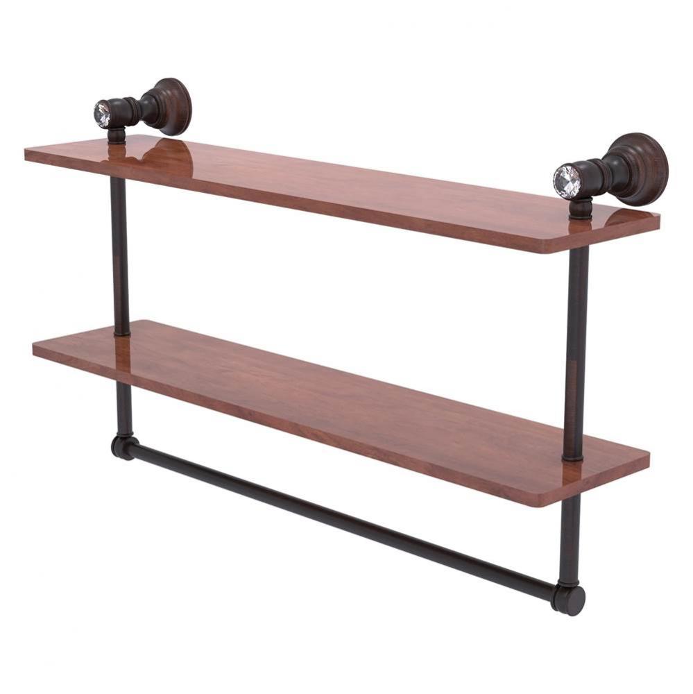 Carolina Crystal Collection 22 Inch Double Wood Vanity Shelf with Integrated Towel Bar - Venetian