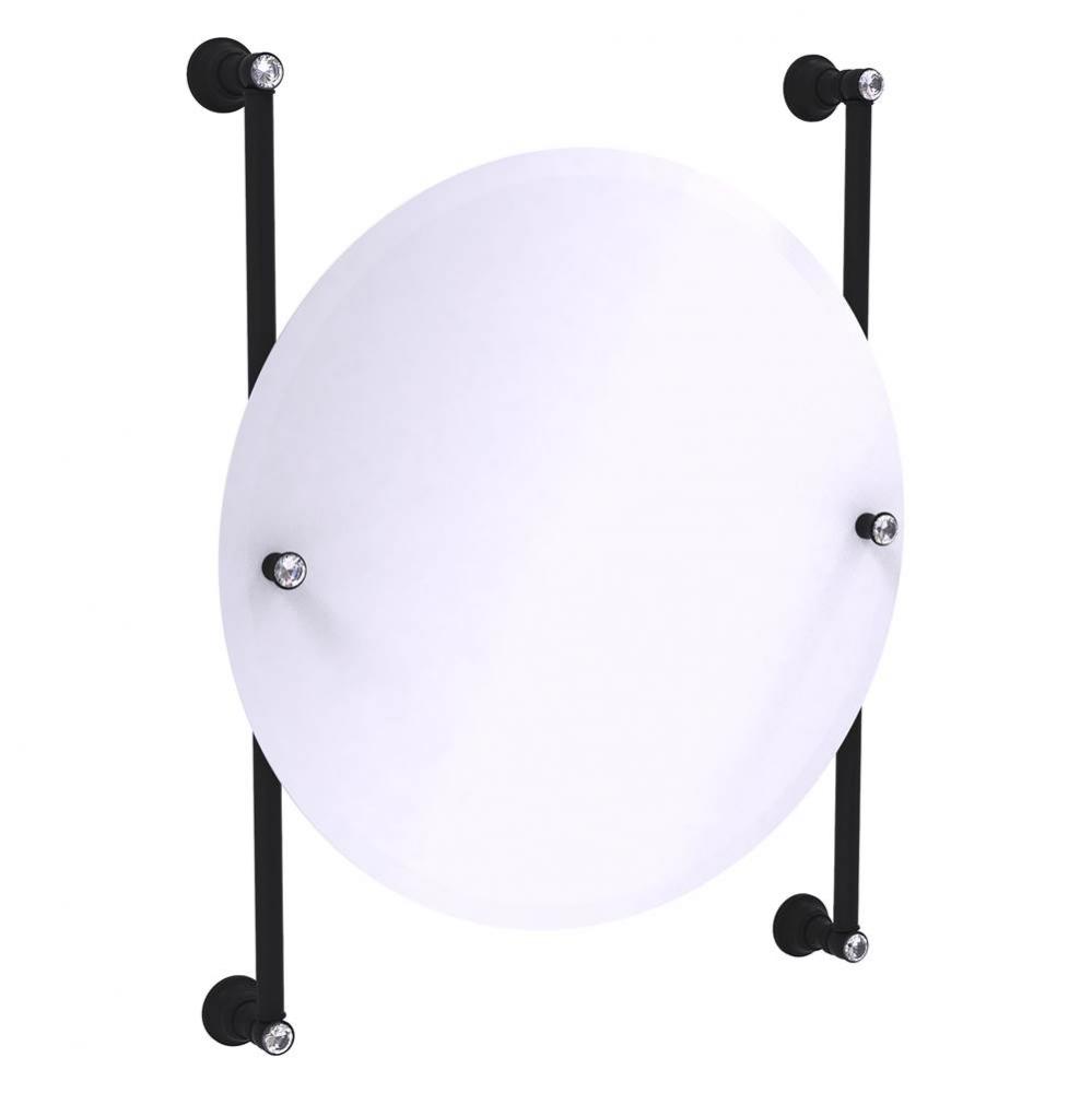 Carolina Crystal Collection Round Frameless Rail Mounted Mirror - Matte Black