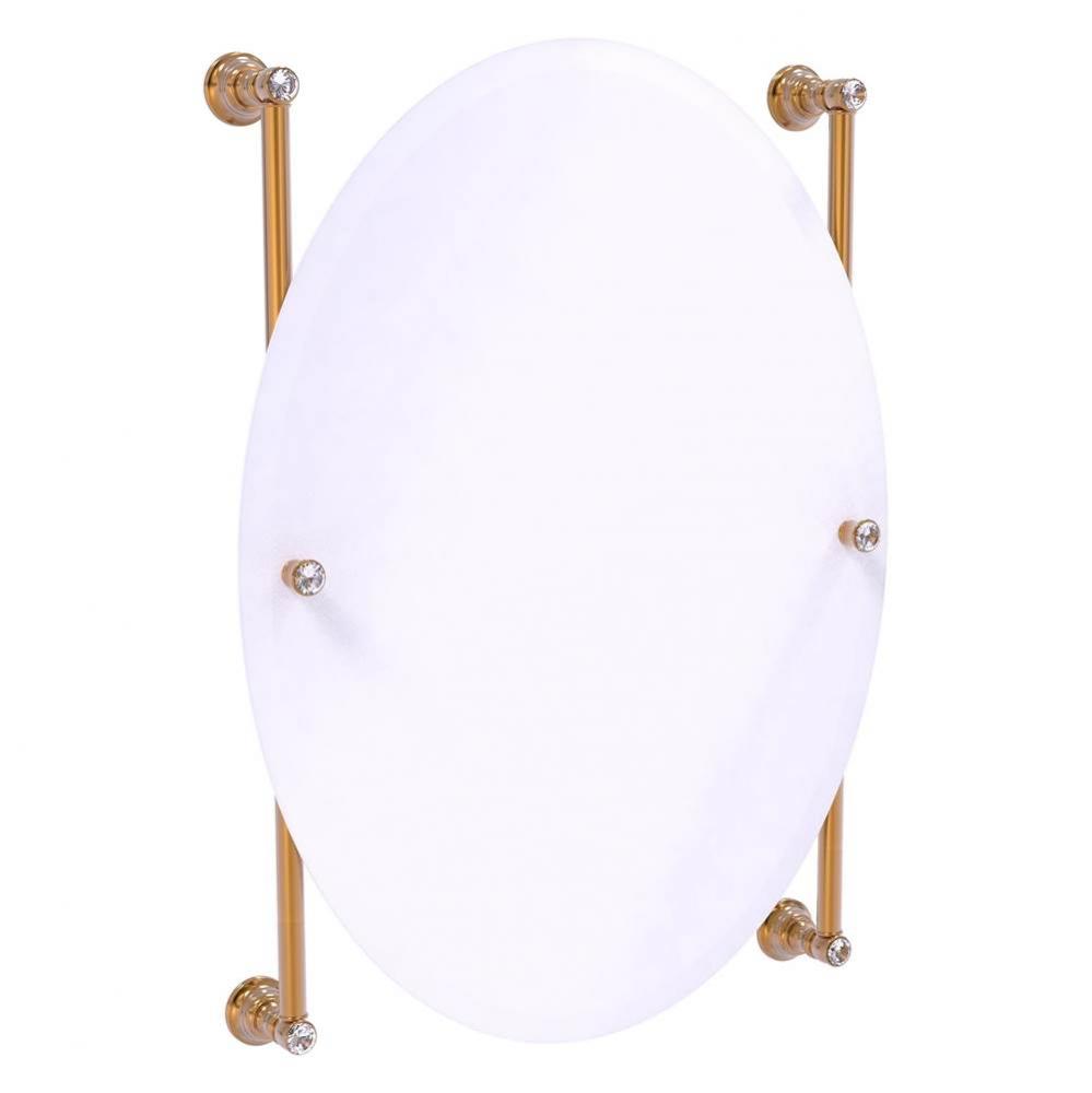 Carolina Crystal Collection Oval Frameless Rail Mounted Mirror - Brushed Bronze