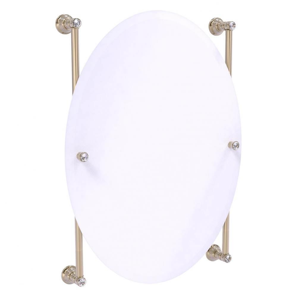Carolina Crystal Collection Oval Frameless Rail Mounted Mirror - Antique Pewter
