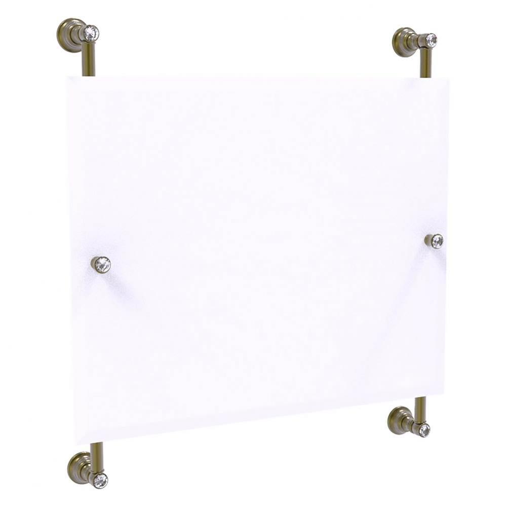 Carolina Crystal Landscape Rectangular Frameless Rail Mounted Mirror - Antique Brass